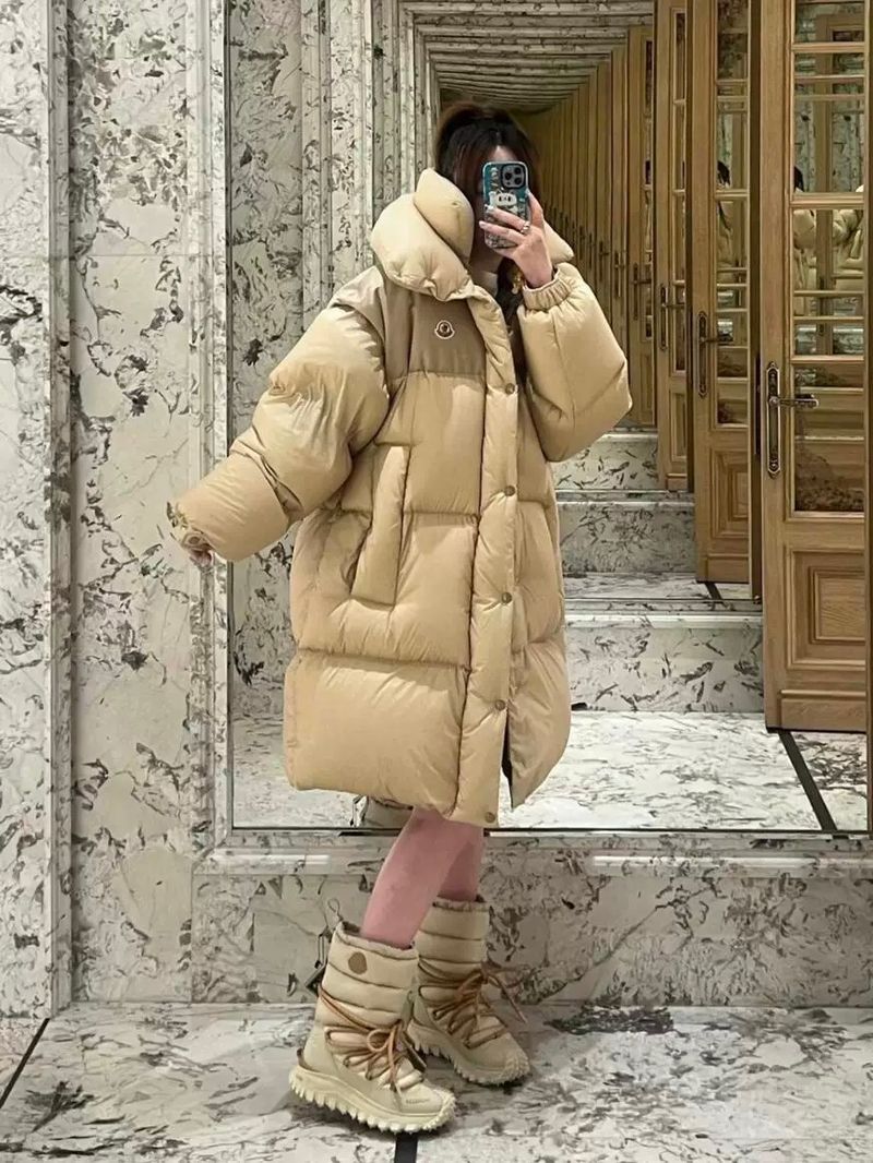 몽클레르 후드 롱 다운 재킷 - 여자패딩 레플리카 참고 이미지